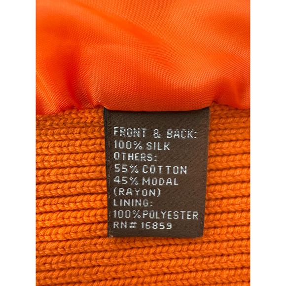 J.McLaughlin Womens Orange Quilted Silk Ribbed Knit Jacket Sz XS Old Money Chic - Picture 6 of 11